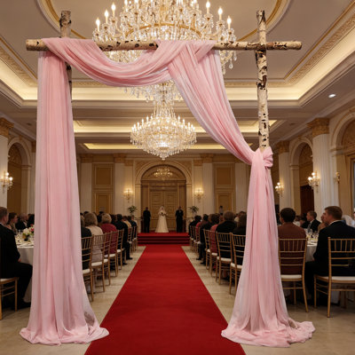 3 Panels Wedding Arch Draping Fabric, 2.5x19.5 ft Chiffon Draping Fabric, Wedding Arbour Drapery for Ceremony Reception Birthday Party Bridal Shower