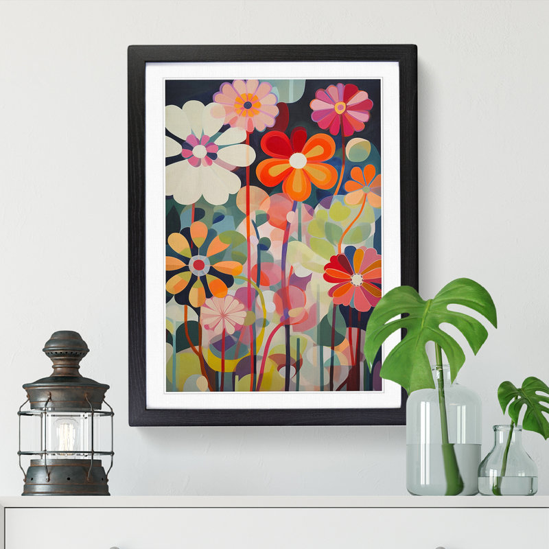 Modern Flowers Orphism Vol.2 - Picture Frame Print, Black, 46cm H x 34cm W x 2cm D