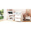 Twin Size Low Loft Bed In White With Rolling Desk - Solid Wood For A Comfortable Bedroom Desk, Shelf, And Useful Space