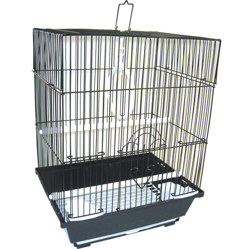 Cage à perruche moyen plat avec porte d’accès aux aliments flat top Hubler, Noir