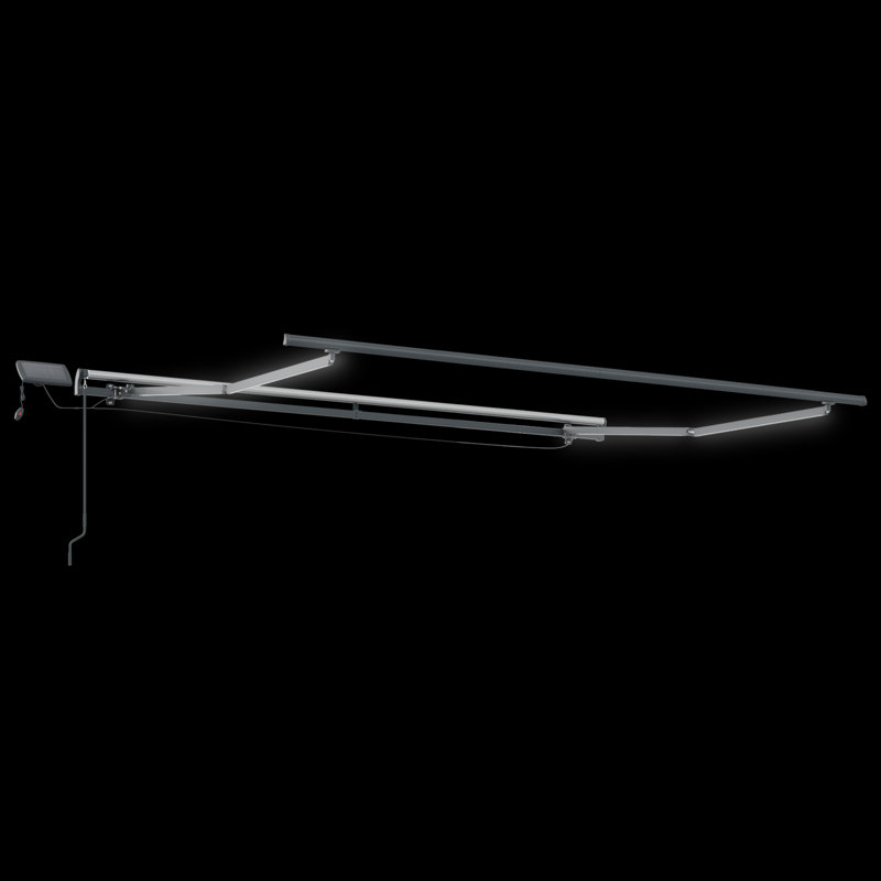 Vidaxl Automatic Retractable Awning With LED Red And White Stripe, Red, 118.1" W x 98.4" D