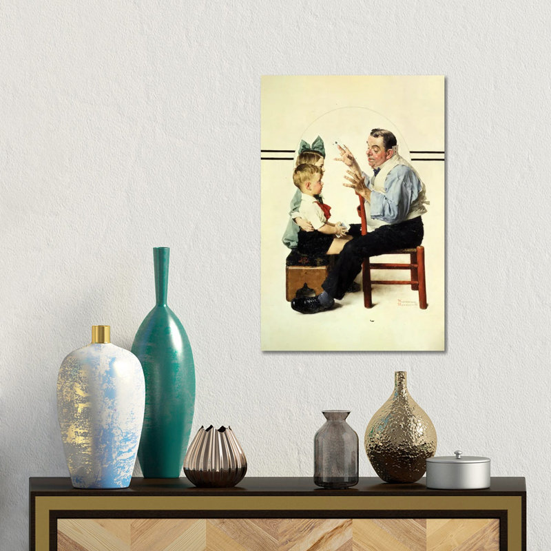 Magicien avec deux enfants - reproduction d'art sur toile tendue, 18 po x 12 po, Toile tendue avec châssis, Sans cadre
