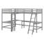 Lit mezzanine simple en bois en forme de L avec échelle et 2 bureaux en forme de L-654151541