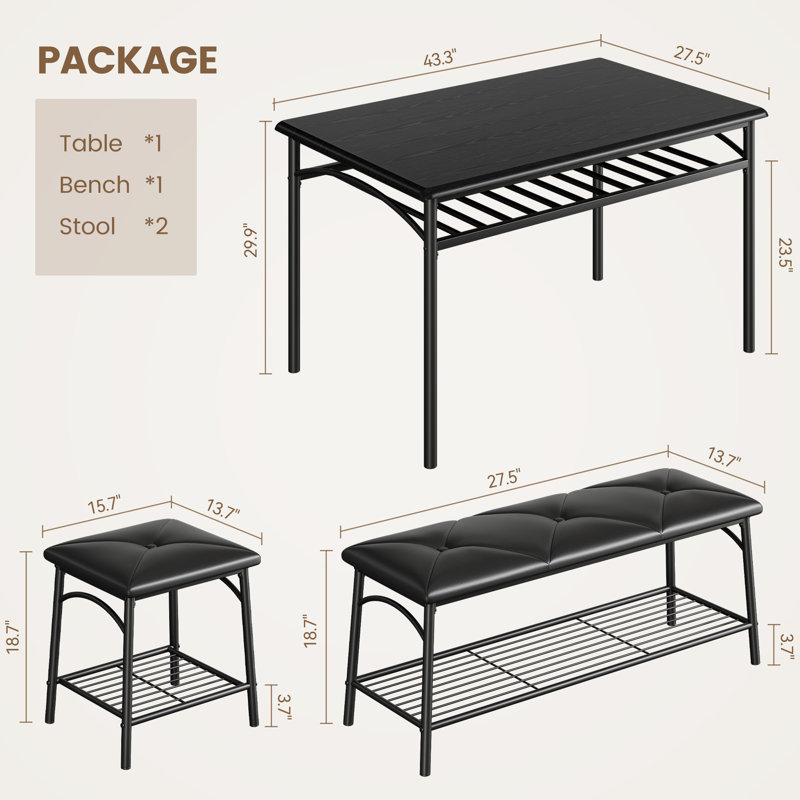 Cheviotdale 4 - Person Four Leg Dining Set, Black