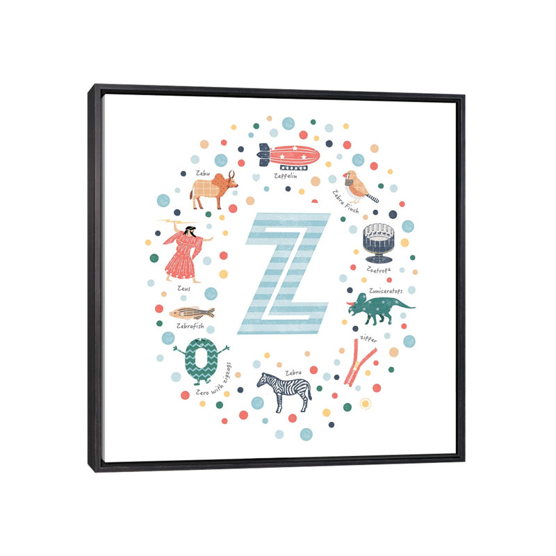 Lettre Z - impression d'art graphique, Pas de tapis, Toile avec cadre noir patiné, H 18 po x l 18 po x 1,5 po