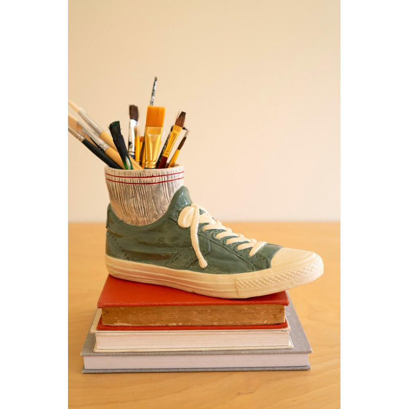  Sneaker & Socks Ceramic Vase 5.5"H – Multi Color Glazed Decorative Accent