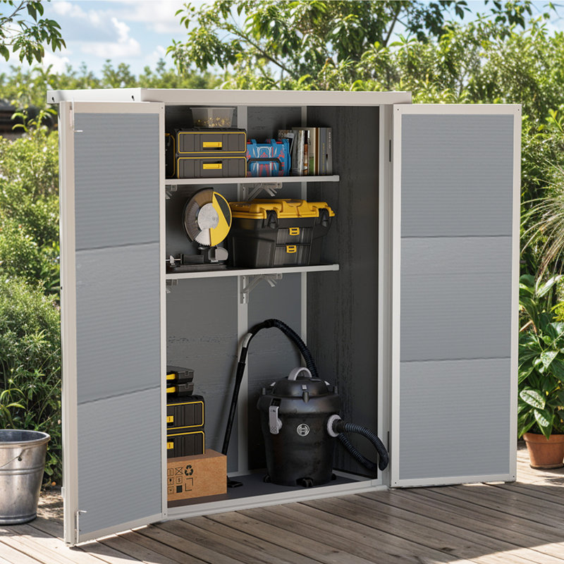 Remise de rangement verticale l 4,4 pi x P 2,3 pi avec 2 tablettes réglables