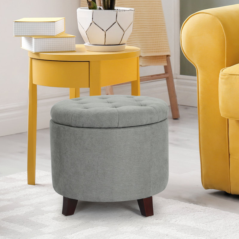 Vella Upholstered Ottoman, Dark Gray Linen
