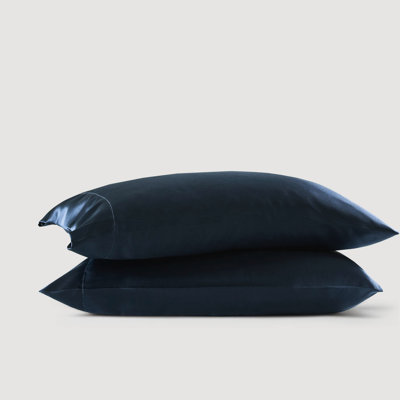 Luxury 2 Pcs Standard Midnight Blue 100% Satin Pillowcases, Open End Design, Smooth And Soft, Reduce Breakage Silky Surface, Gentle On Hair, Tame Frizz