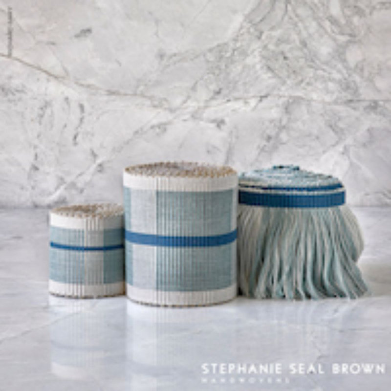 Schumacher x Stephanie Seal Brown Calcada Fringe, Blue/ Pale Blue/ White