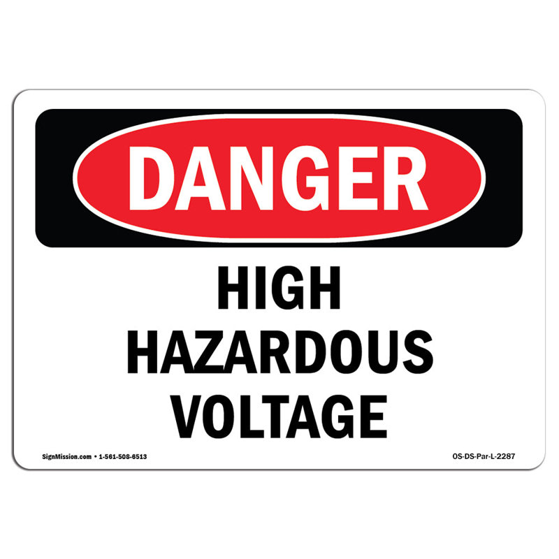Signe de danger, H 12 po x l 18 po x P 0,1 po