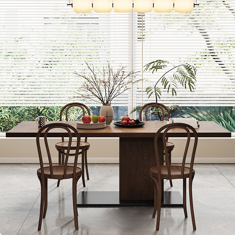 Brown Rectangular Solid wood Dining Table For Dining Room/Kitchen, 29.53"H x 55.12"L x 27.56"W