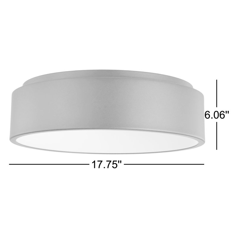 Lucien 1-Light Dimmable Integrated LED Flush Mount, White, 6.06'' H x 17.75'' W x 17.75'' D"