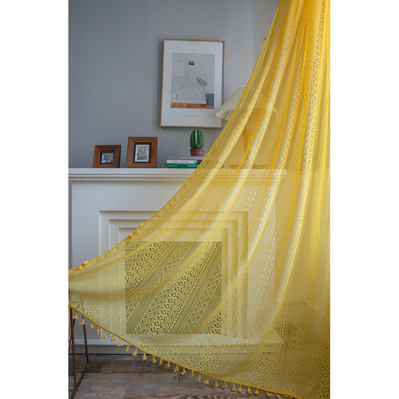 Mely Linen Curtain, 59" W x 63" L, Yellow