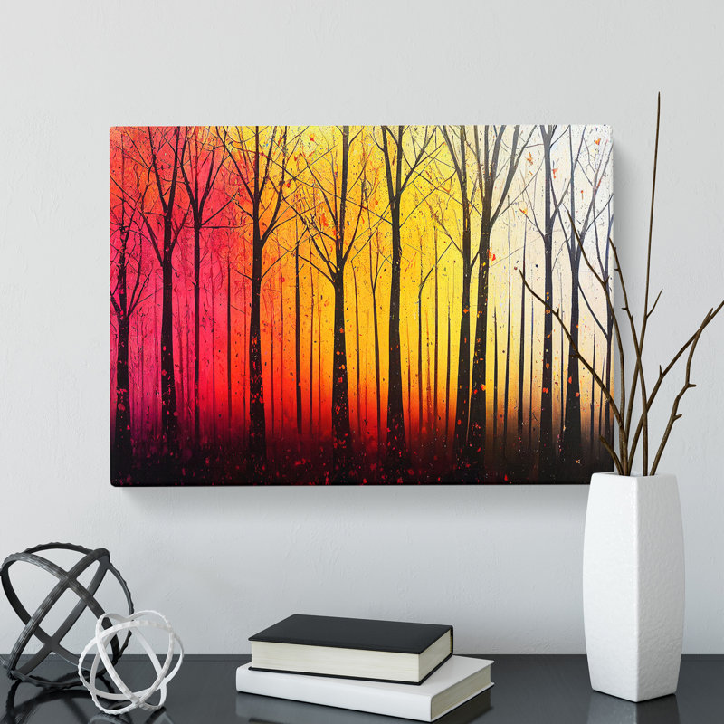 Paint Splashed Autumn Forest Vol.3 Abstract - Wrapped Canvas Painting, 35cm H x 50cm W x 3cm D