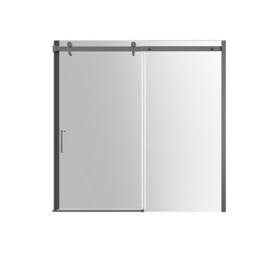 5660 In. W X 58 In. H Mod Semiframeless Sliding Bathtub Door In Matte Black With 5/16 In. (8Mm) Clear Glass
