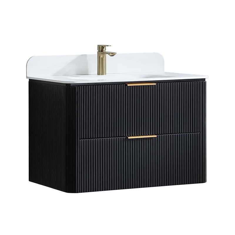 Ensemble de meuble-lavabo à simple cuve 30 po Voulis, Noir, Doré, 30"