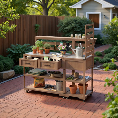 Topmax 62.3" Outdoor Kitchen Island With Stainless Steel Top