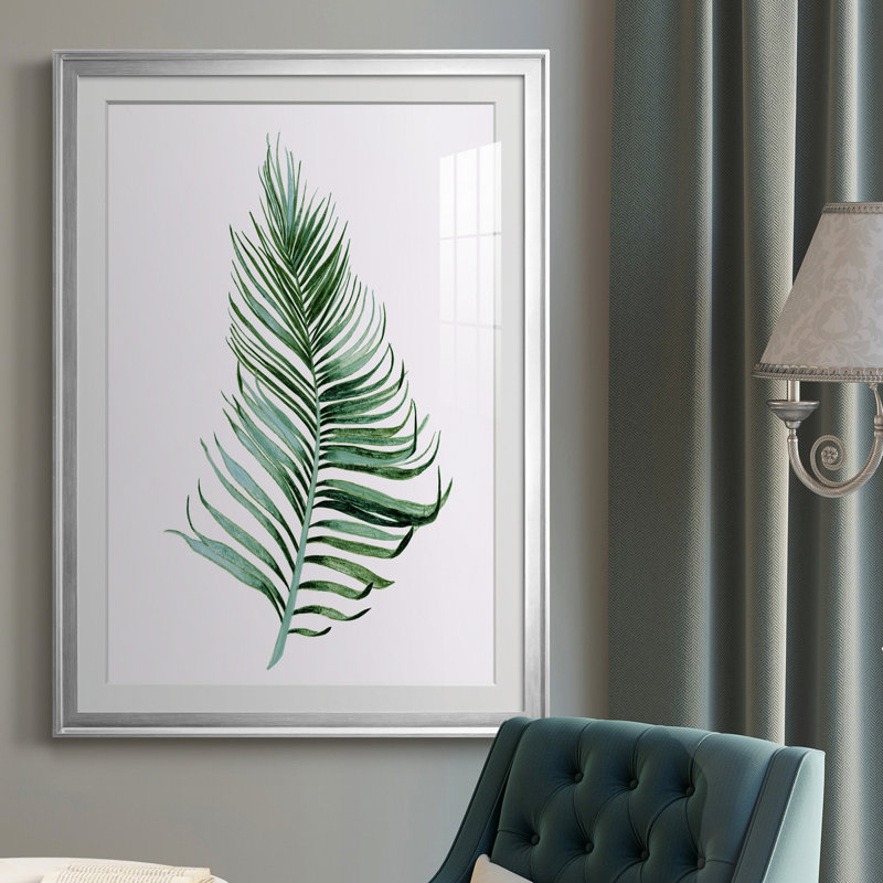 Sage Frond II - peinture encadrée, Argent, H 30,5 po x l 42,5 po x P 1,5 po