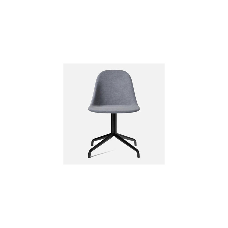 Harbour Swivel Task Chair, Dakar 0842 Black Genuine Leather, Polished Aluminum