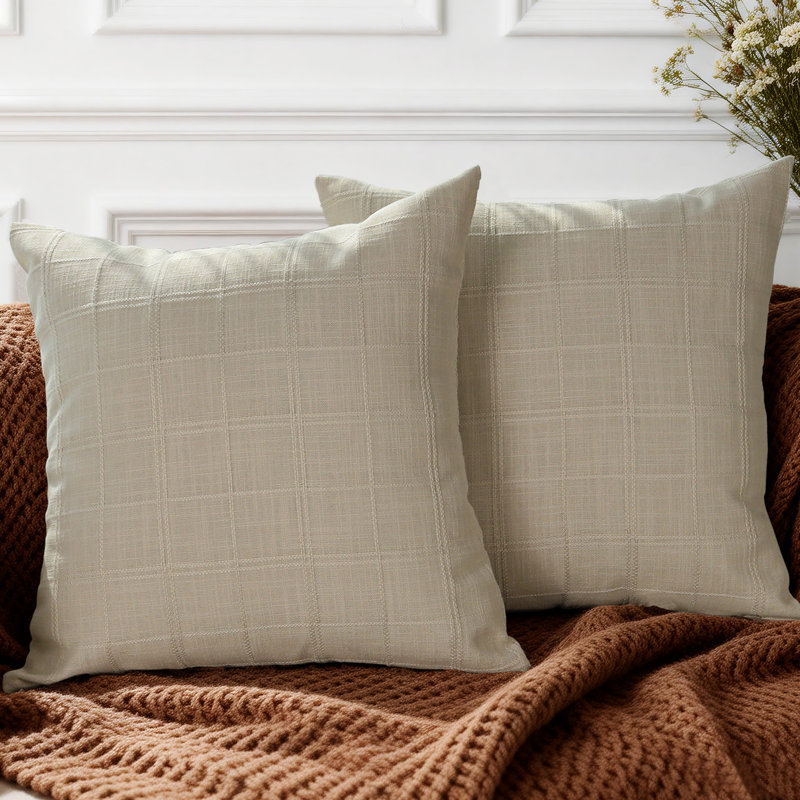Housses pour coussins décoratifs Boho, Beige, Carré 18 po