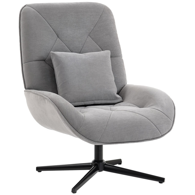 Upholstered Swivel Armchair, Light Grey