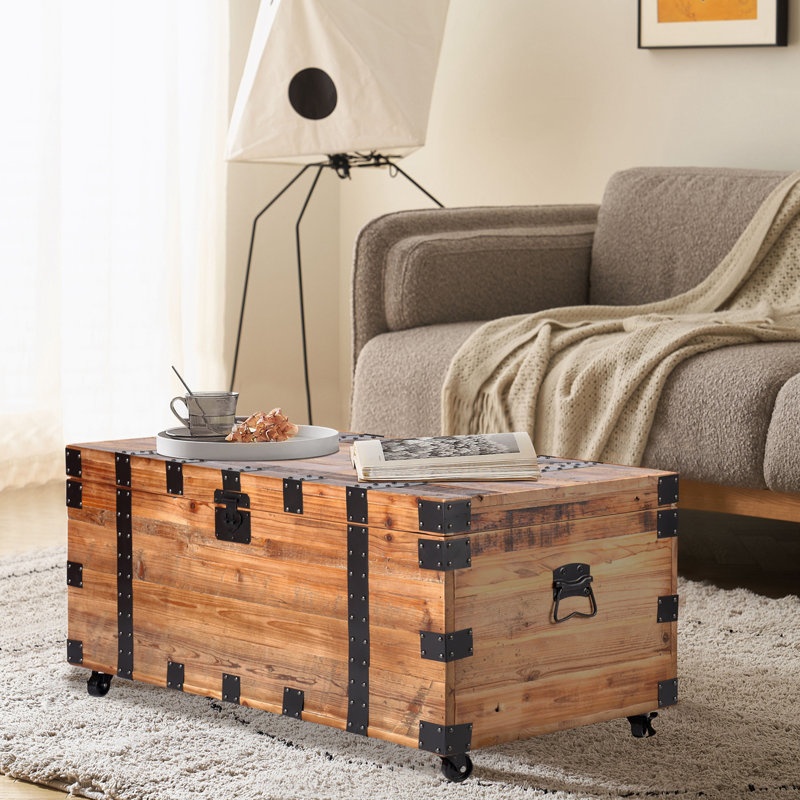 1 table basse en bois massif avec rangement Korin