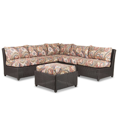 Siesta Key 93'' Wide L-Shaped Wicker Patio Sectional with Sunbrella® Cushions