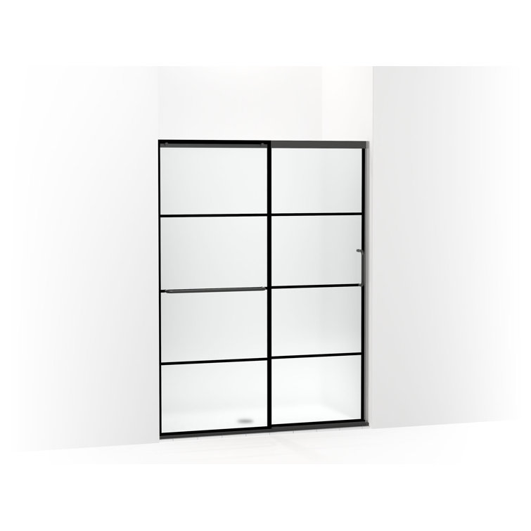 Elate Sliding Shower Door, 70-1/2-In H X 50-1/4 - 53-5/8-In W, With 1/4-In Thick Frosted Glass With Rectangular Grille Pattern