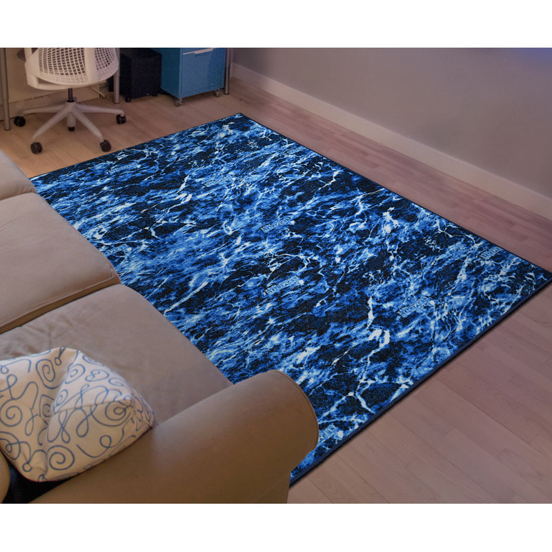 Mossy Oak Elements Aqua Camouflage Indoor Rug, Rectangle 6' x 9'