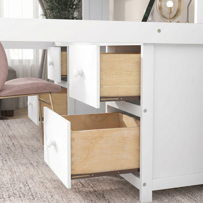 Lit mezzanine double pleine grandeur avec bureau, armoires de rangement, station de charge et tiroirs en gris - Une merveille pour la vie moderne