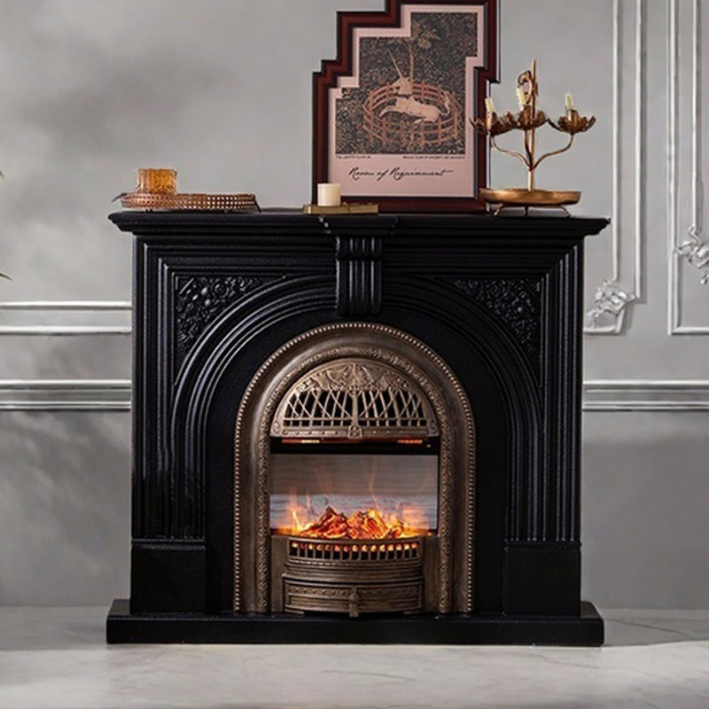 Modern retro fireplace, unique shape, Brown/Black