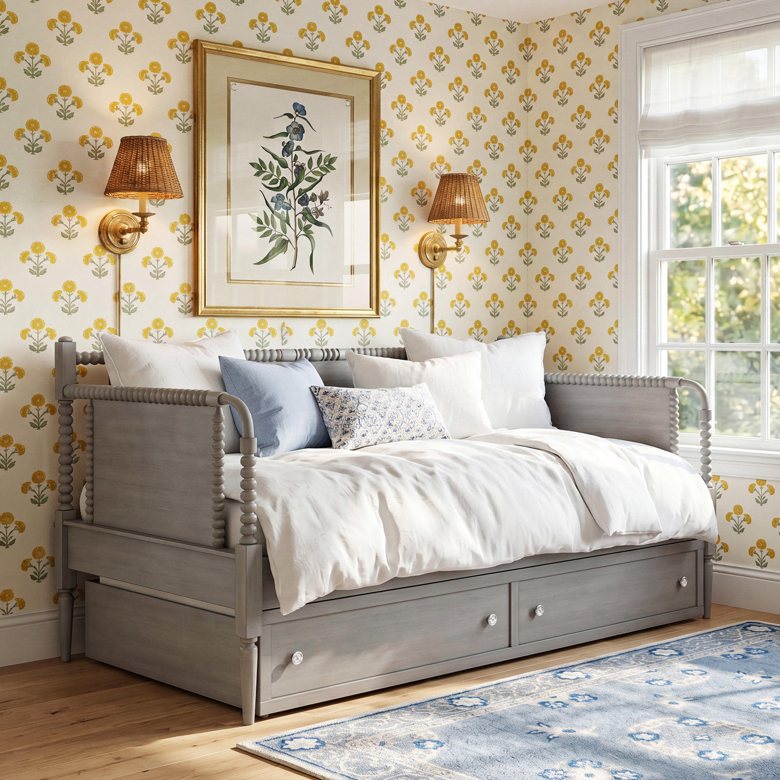 Delaria Daybed with Trundle Bed, Antique Gray