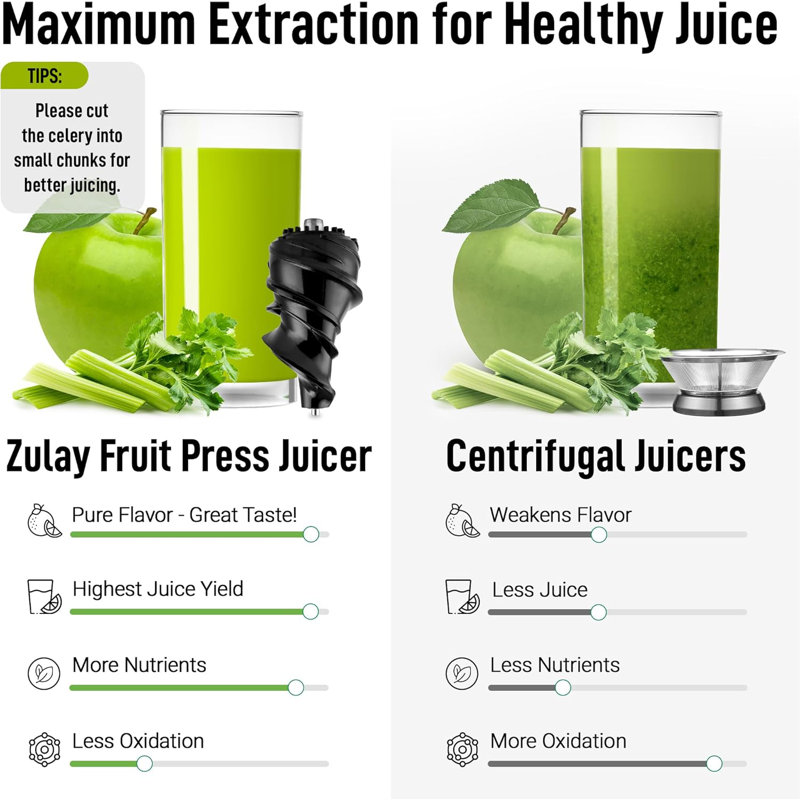 Extracteur de jus à mastication pressé à froid Zulay Kitchen