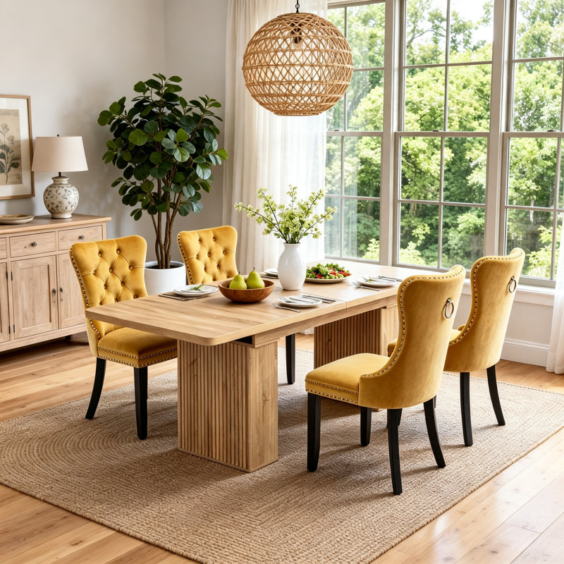 Dining Set, Brown, 5, Yellow