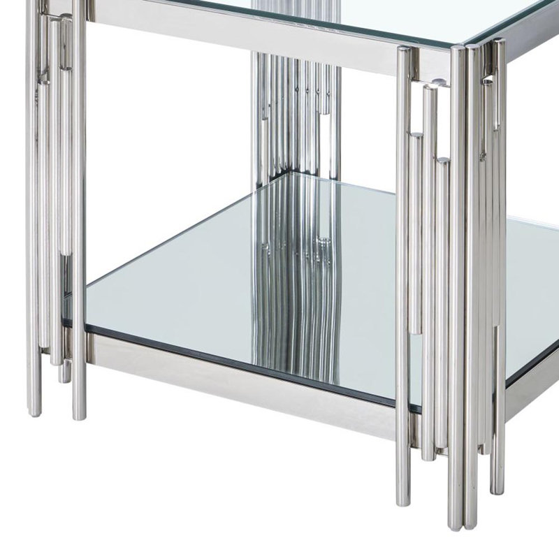 Graf Glass Top End Table, Silver