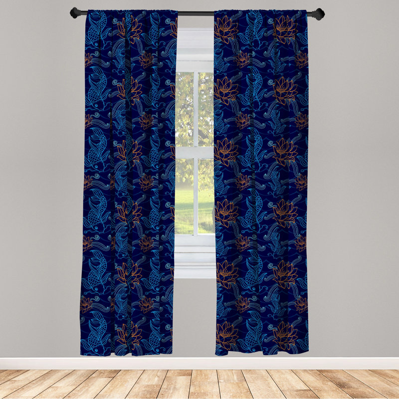 Royal Blue Polyester Room-Darkening Rod Pocket Curtain Panels