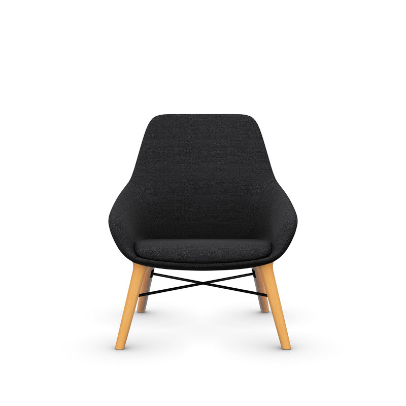 Fauteuil rembourré Lilly de 9 à 5 places Lilly, Revêtement en mélange de polyester noir, Érable