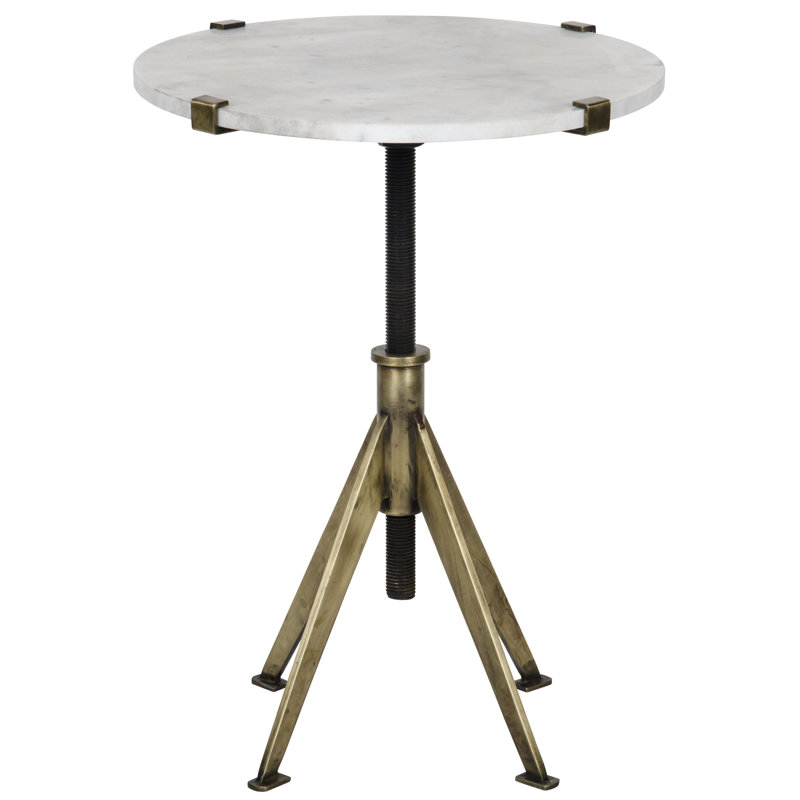 Edith Marble End Table, Antique Brass