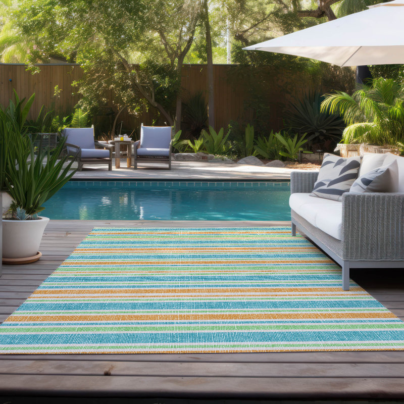 Lovell Washable Striped Indoor / Outdoor Rug, Rectangle 10' x 14'