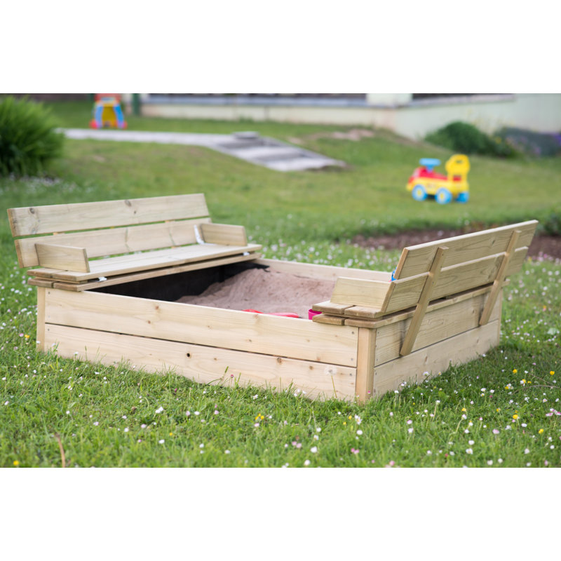 Freeport Park Kristi 120cm x 24cm Square Sandbox with Cover