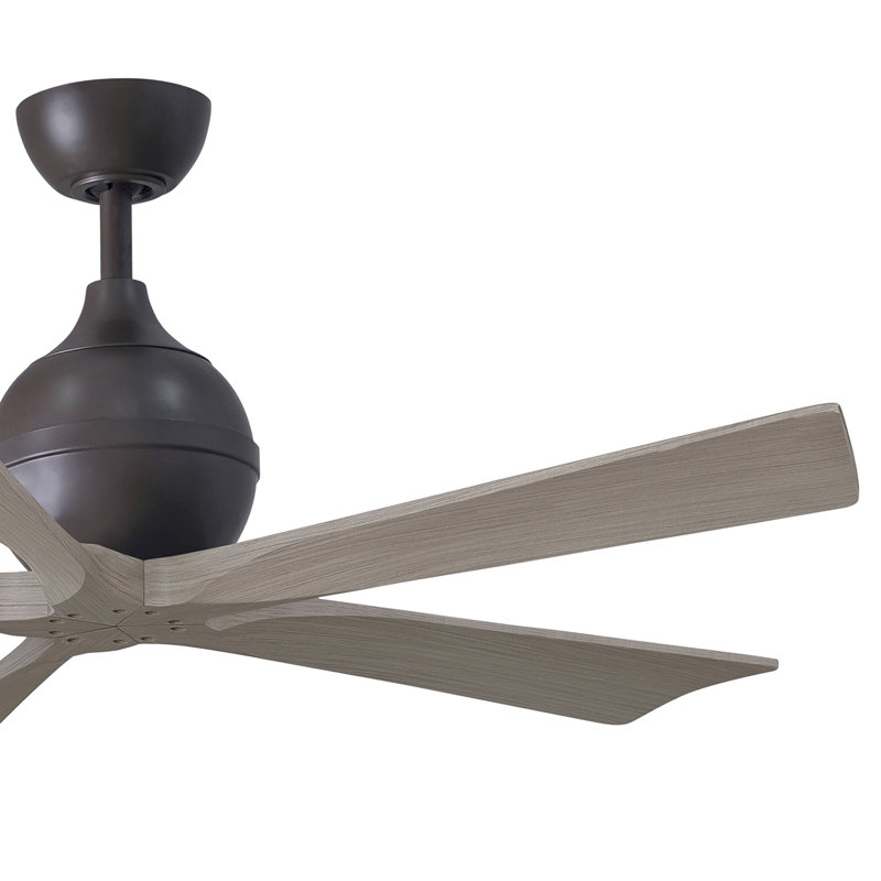 52" Irene 5-Blade Ceiling Fan with Wall Remote, Gray Wash, Textured Bronze, 52"