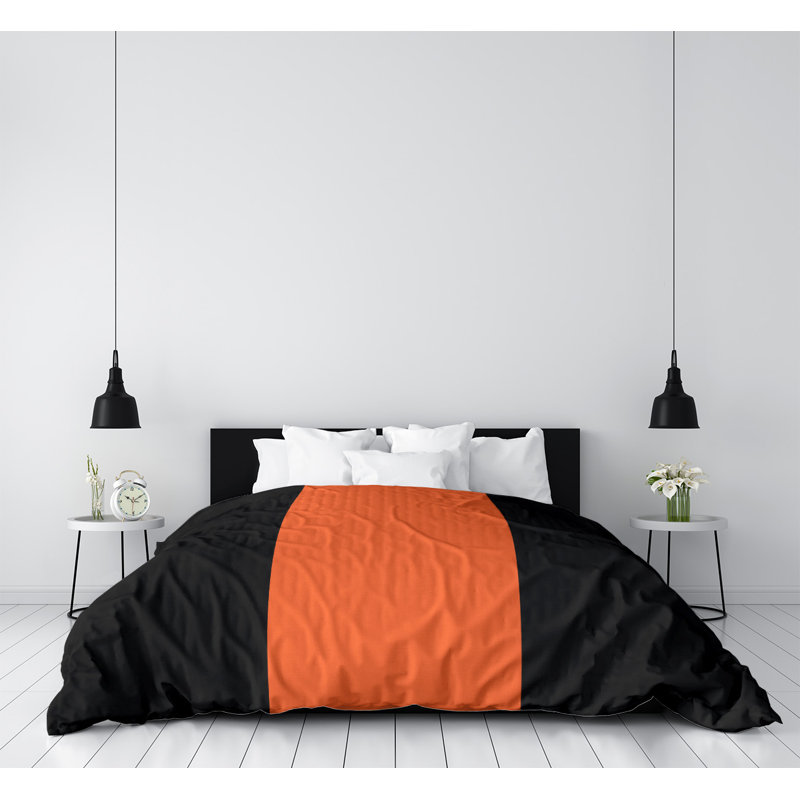 Édredon simple réversible Baltimore Baseball, Édredon très grand, Noir / Orange / Noir