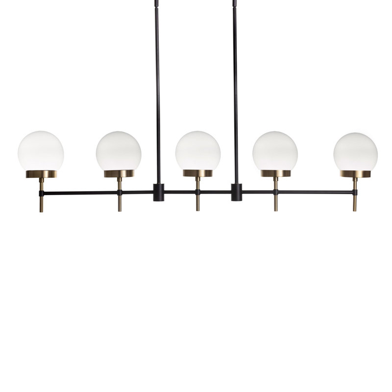 Luminaire suspendu pour îlot de cuisine 5 lumières Liberty, Or, Blanc