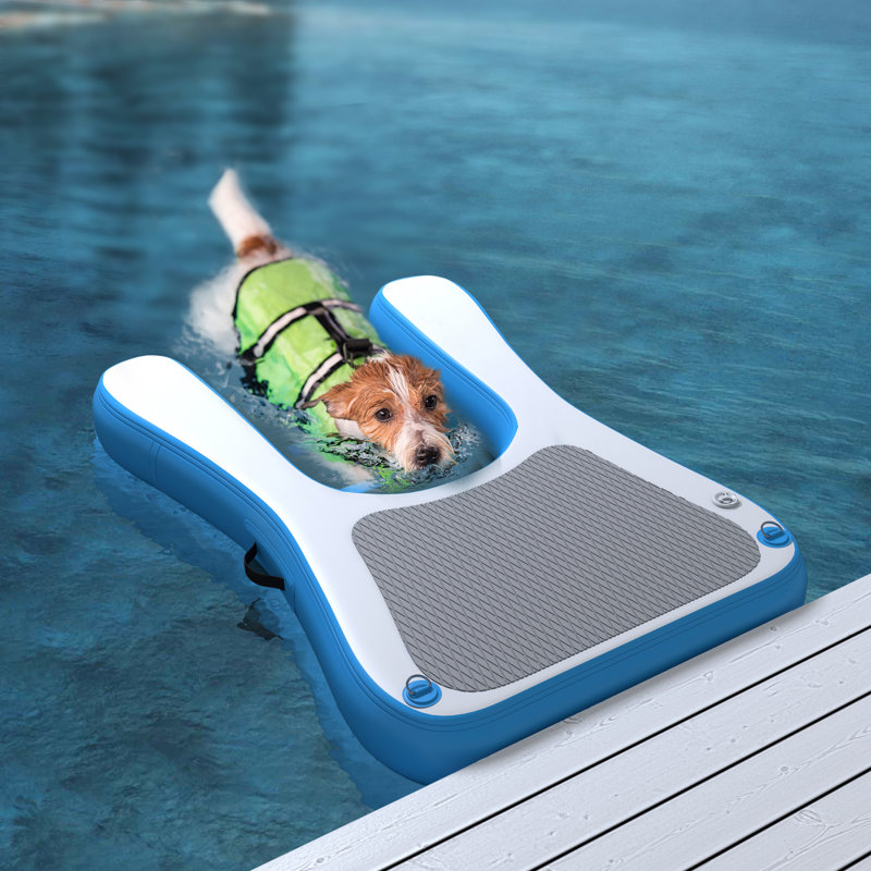 Inflatable Floating Large Dog  Water Ramp Ladder for Pools, Docks, Boats with Anti-Slip Mat