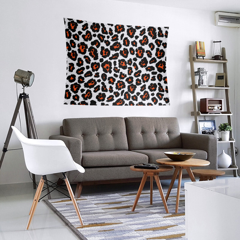Tapisserie en microfibre de football de Chicago, Blanc / orange, H 68 po x l 80 po