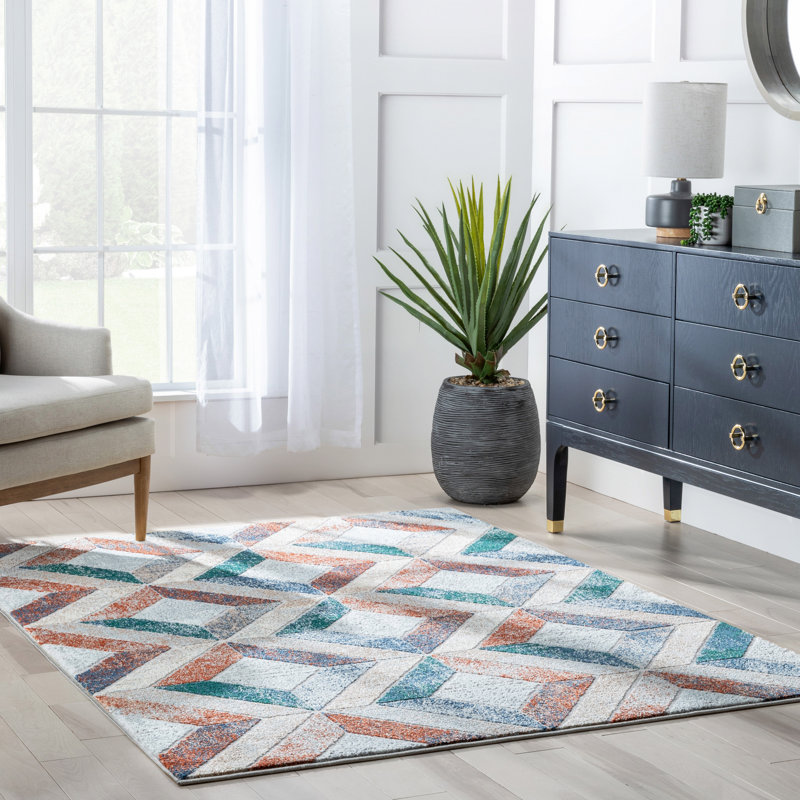 Leona Geometric Synthetic Area Rug, Rectangle 120 x 160cm