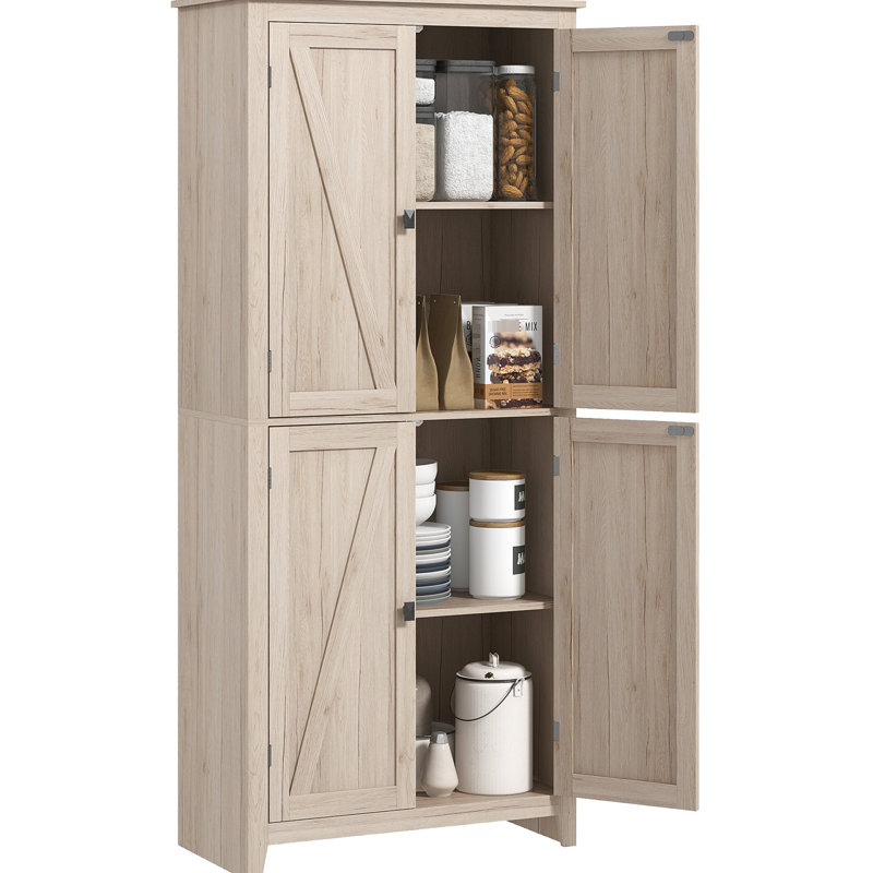 Armoire de cuisine 72 po - 4 portes avec 4 tablettes réglables pour un rangement ordonné