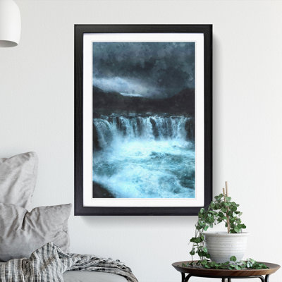 Moody Waterfall in Iceland - Picture Frame Graphic Art