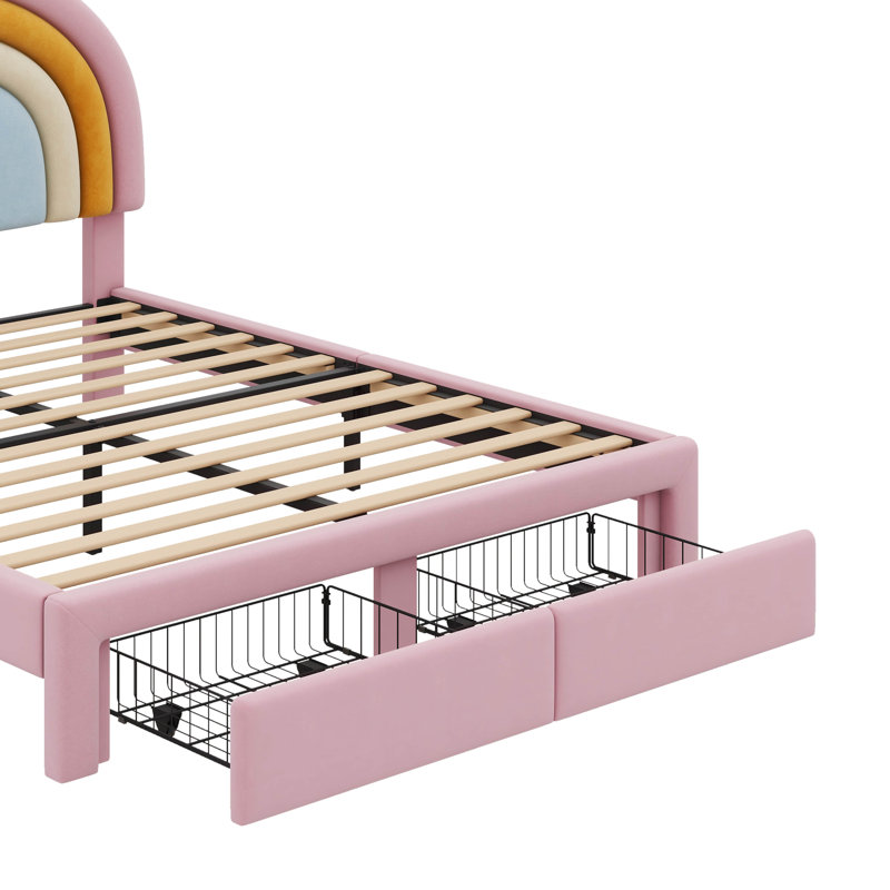 Lit plateforme en velours Aristeu, Double